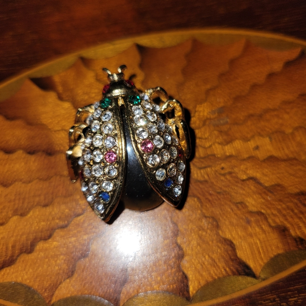 Vintage Ladybug Rhinestone Brooch - Picture 2 of 6